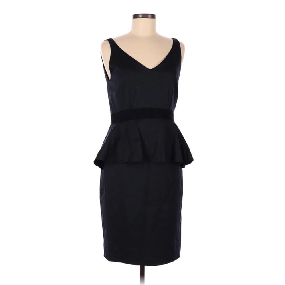Piazza Sempione Navy V-Neck Cocktail Dress with Peplum - Size 44 / US 8